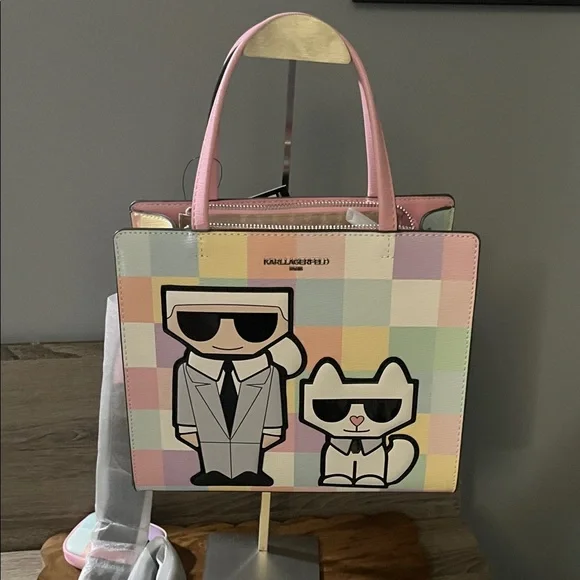 Karl Lagerfeld Pastel Checkered Tote Bag - Picture 1 of 12